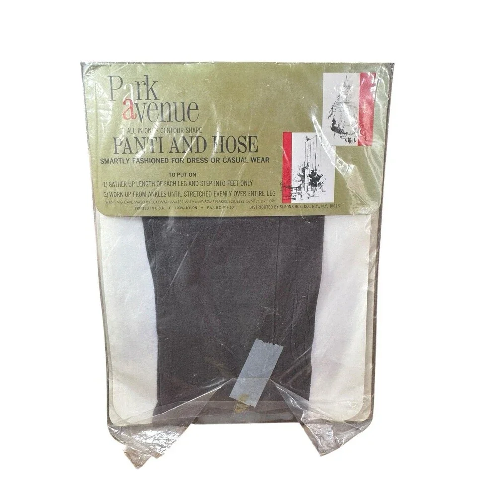 NOS Vintage 1960s Panti-Hose Pantyhose Park Avenue Grey Flannel Nylon Medium